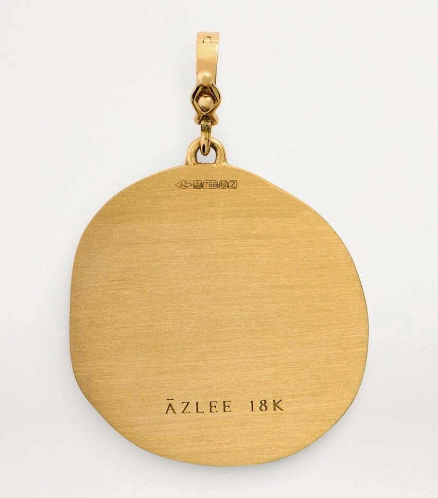 Azlee Large Yellow Gold and Diamond Goddess Coin Charm 3