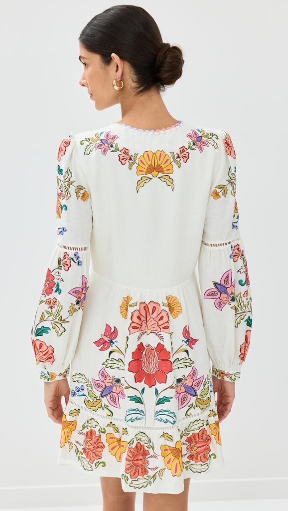 FARM Rio Off White Floral Insects Mini Dress
