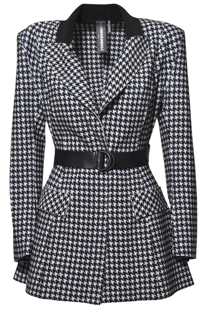 Norma Kamali Norma Kamali Houndstooth Belt Detailed Jacket