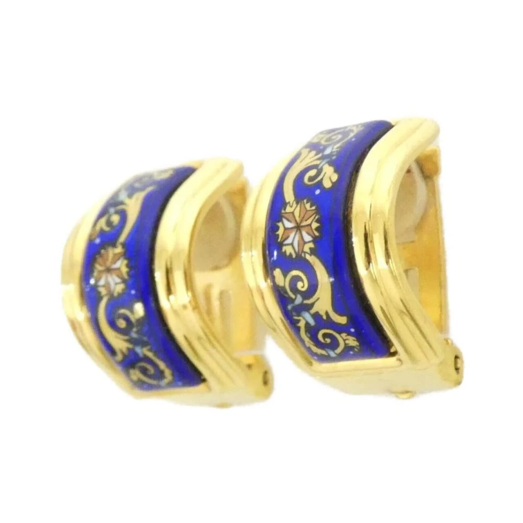Hermes gold blue Palladium Clip Earrings (Pre-Owned) 2