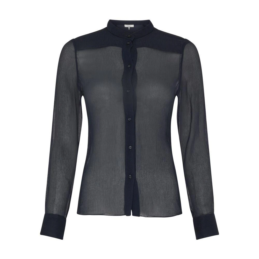 Chloé Fitted collarless silk crepe blouse 7
