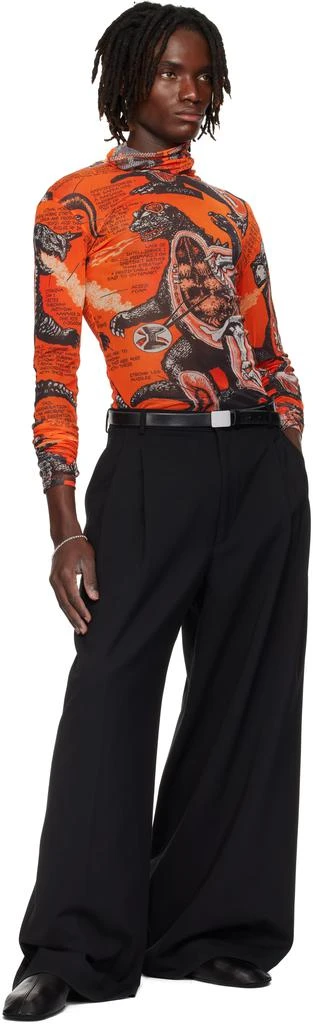 LU'U DAN Orange & Black Masked Mesh Turtleneck 5