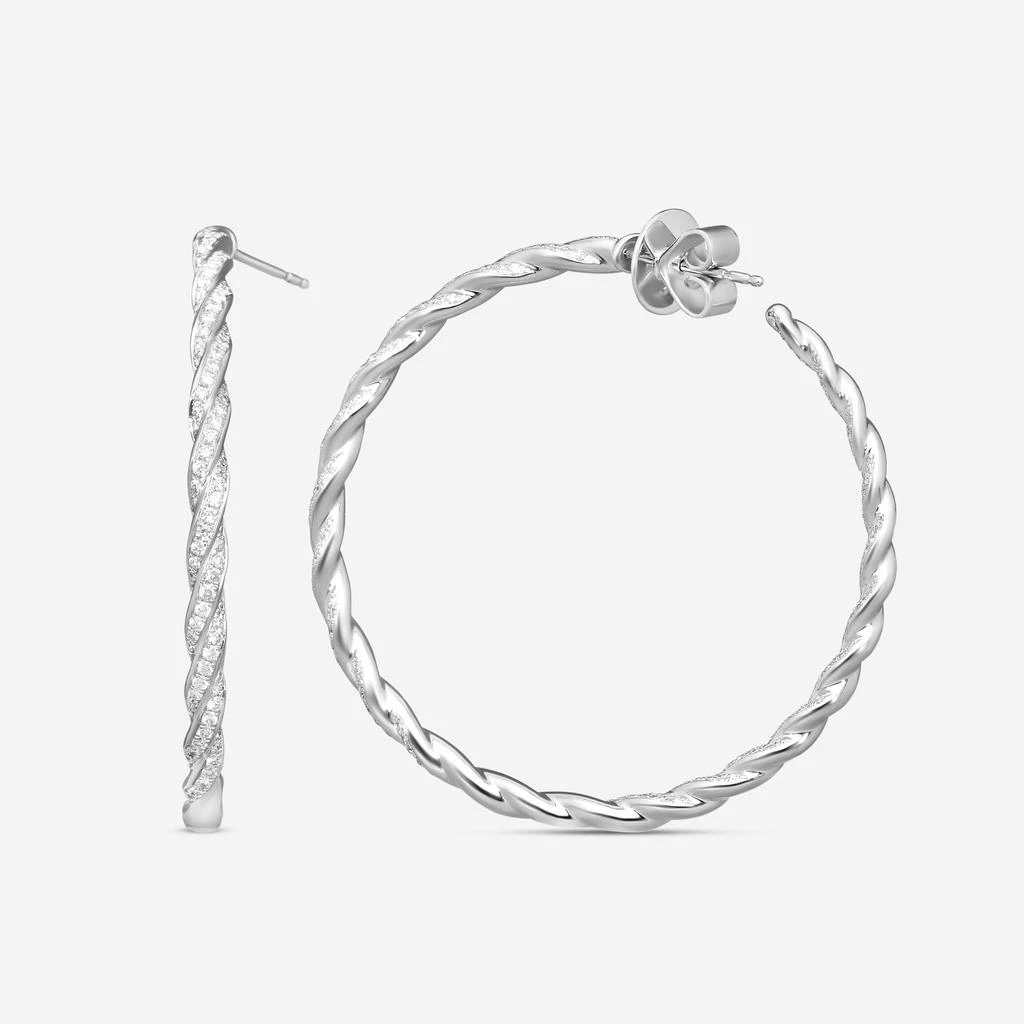 Mémoire Mémoire 18K White Gold Full Pavé Rope Hoop Earrings CHHO384 3
