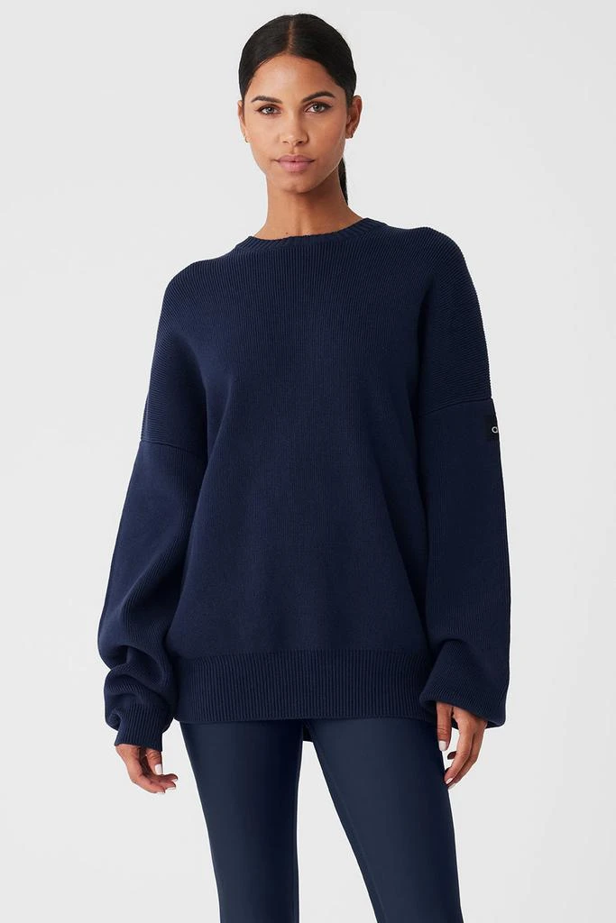Alo Scholar Crew Neck Sweater - Navy 1