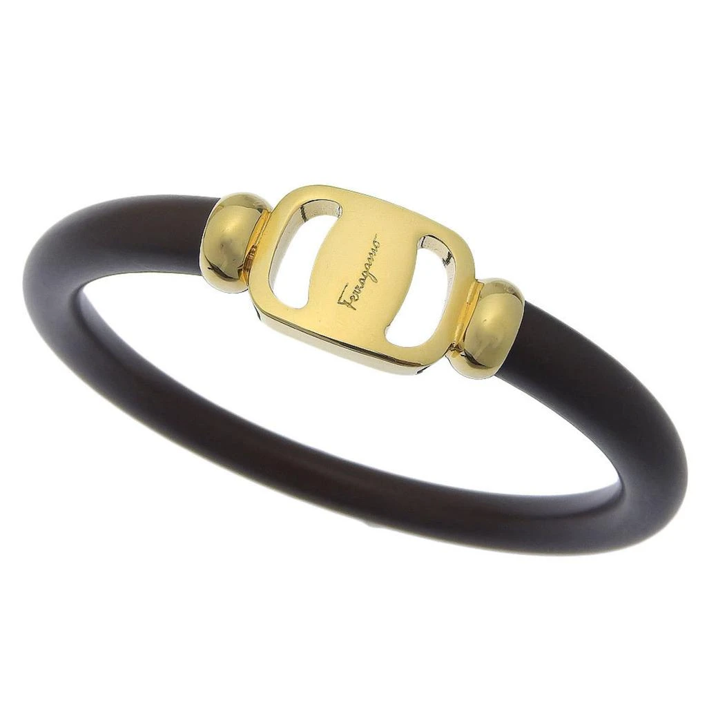 Salvatore Ferragamo gold gold Plating Leather Bangle (Pre-Owned)