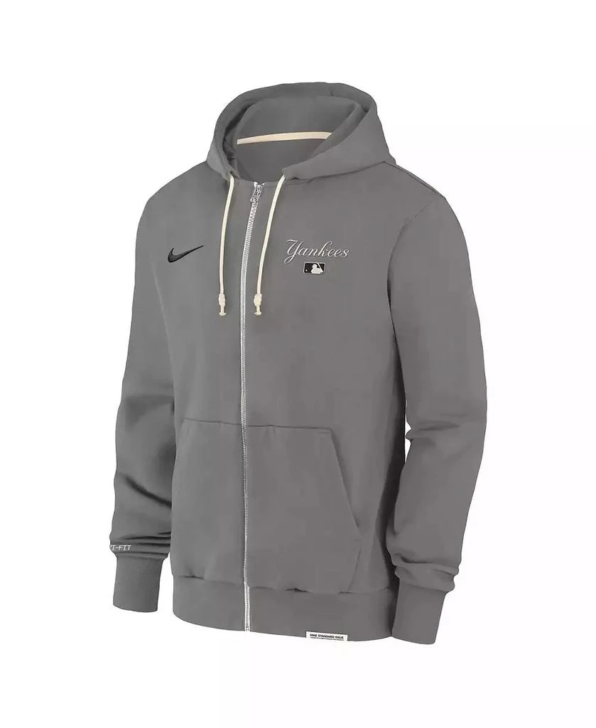 NIKE Men's Charcoal New York Yankees Authentic Collection Travel Performance Full-Zip Hoodie 3