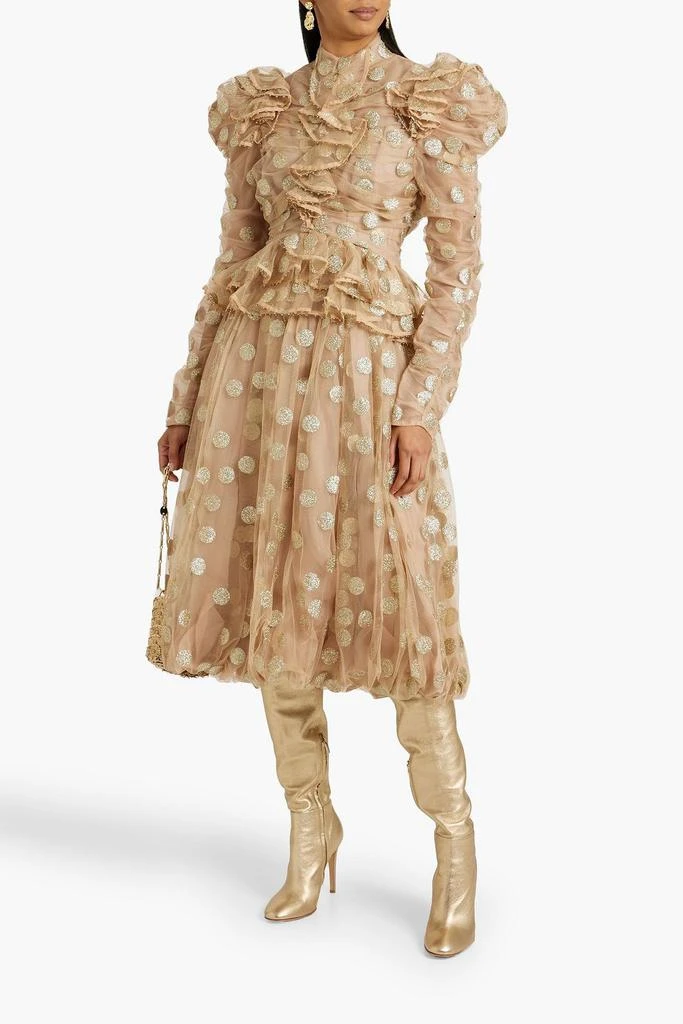 Zimmermann Ruffled glittered polka-dot tulle blouse 2