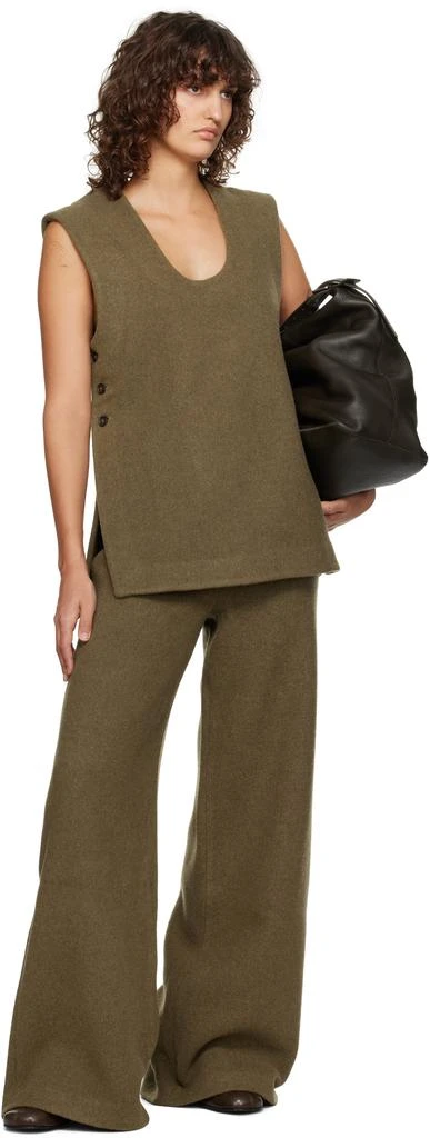 Róhe Khaki Palazzo Wool Trousers 4
