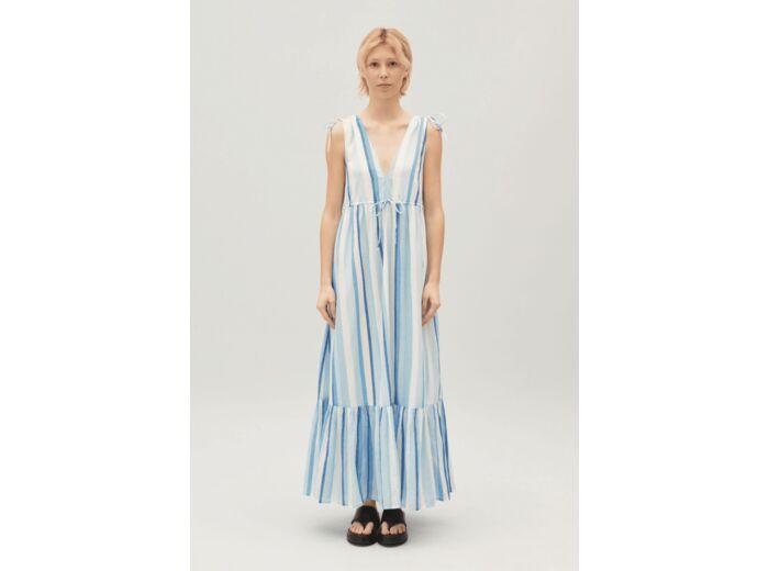 claudie pierlot Robe longue rayures bleue