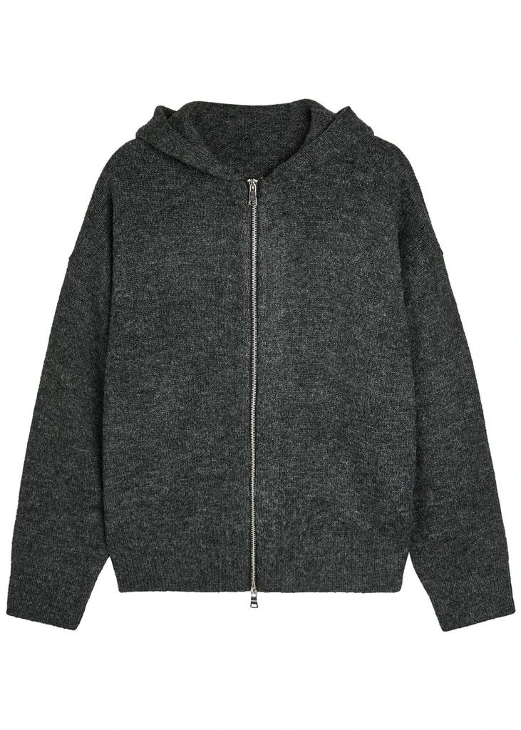 MKI Miyuki Zoku Logo-embroidered hooded brushed knit jumper