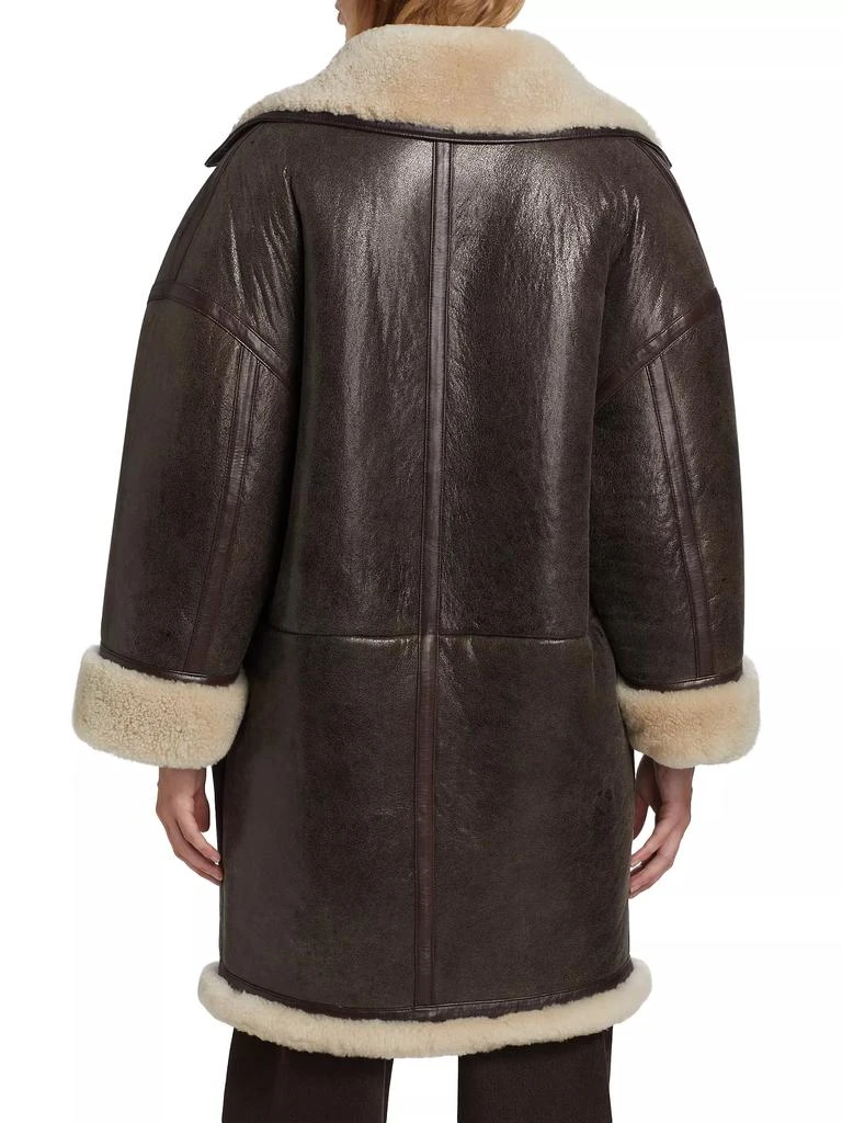 FRAME Shearling-Trimmed Leather Cocoon Coat 5