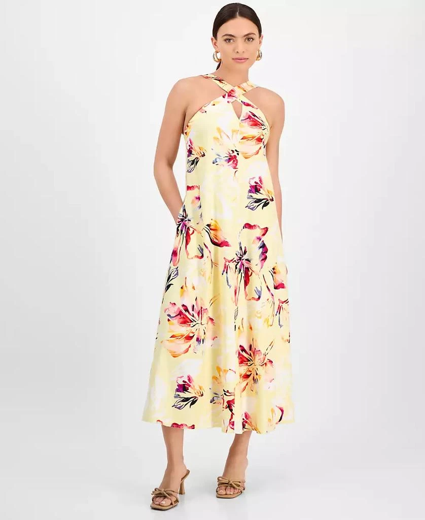 INC International Petite Linen-Blend Floral Halter Maxi Dress, Exclusively at Macy's 1