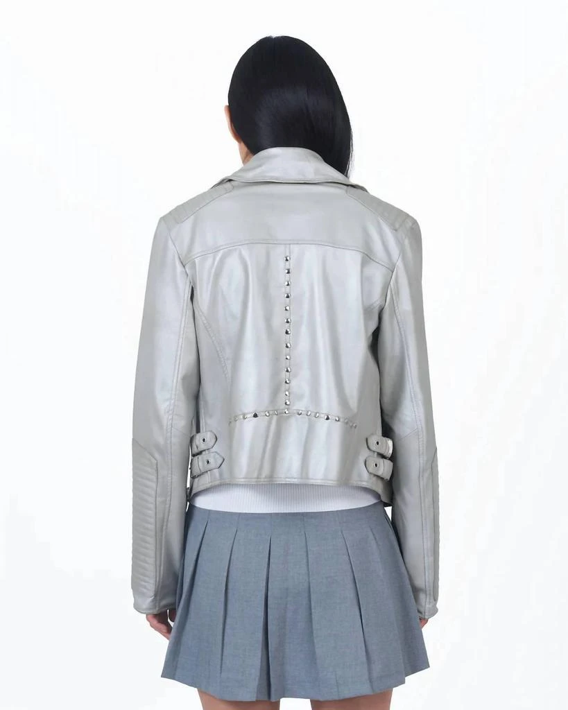 JKT NYC Harley Metallic Leather Jacket In Silver 3