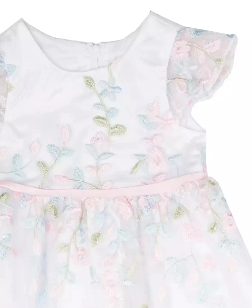 Rare Editions Baby Girls Floral Embroidered Mesh Social Dress 3