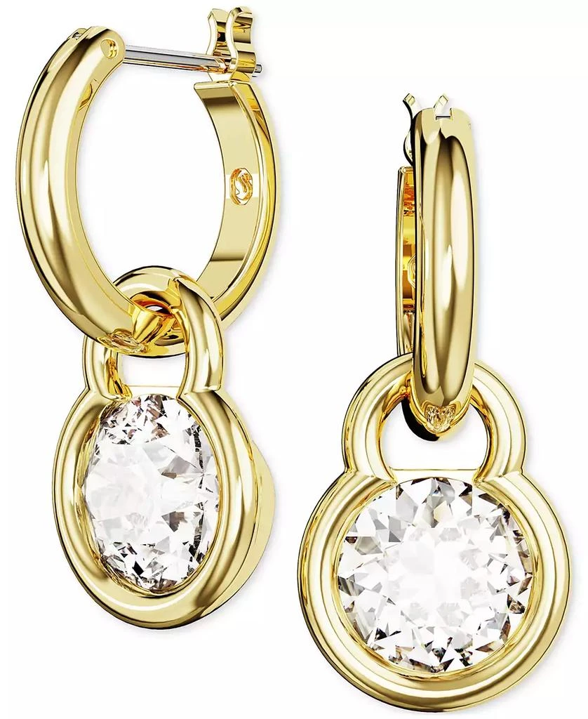 Swarovski Gold-Tone Crystal Charm Dangle Hoop Earrings 1