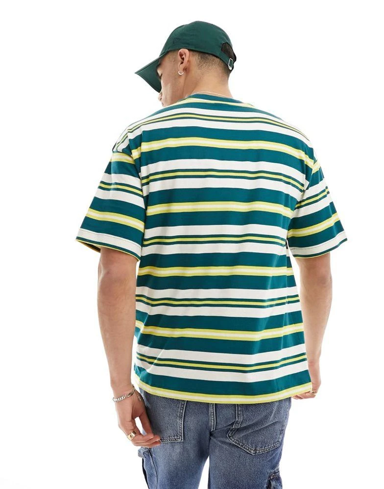 Champion Champion striped t-shirt in green yellow and white 3