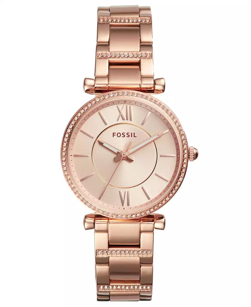 Fossil Women's Carlie Rose Gold-Tone Stainless Steel Bracelet Watch