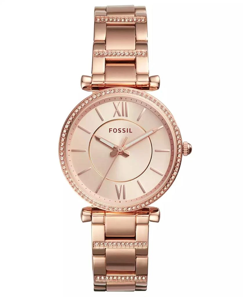 Fossil Women's Carlie Rose Gold-Tone Stainless Steel Bracelet Watch 1