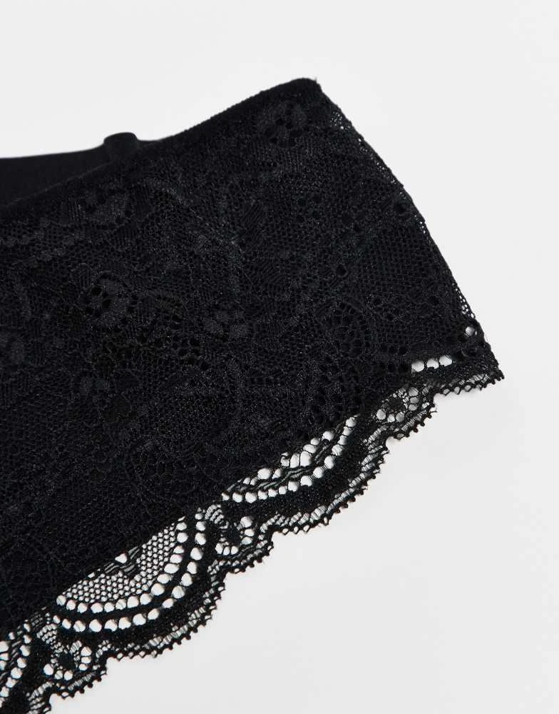 ASOS ASOS DESIGN Curve 3 pack no vpl & lace thong in black 3