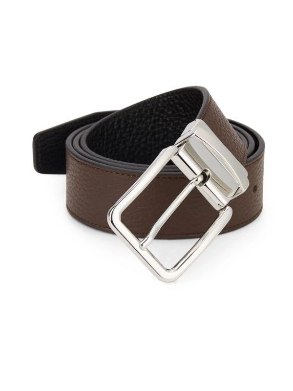 Saks Fifth Avenue Reversible Pebbled Leather Belt 4