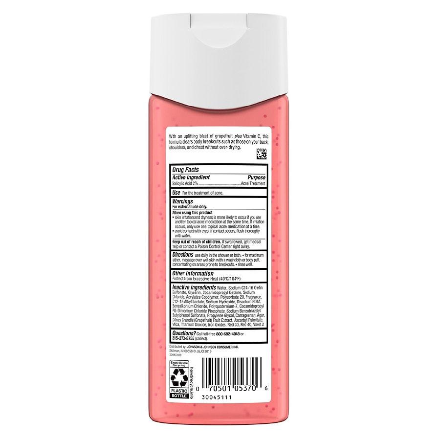 Neutrogena Body Clear Wash Salicylic Acid Acne Treatment Pink Grapefruit