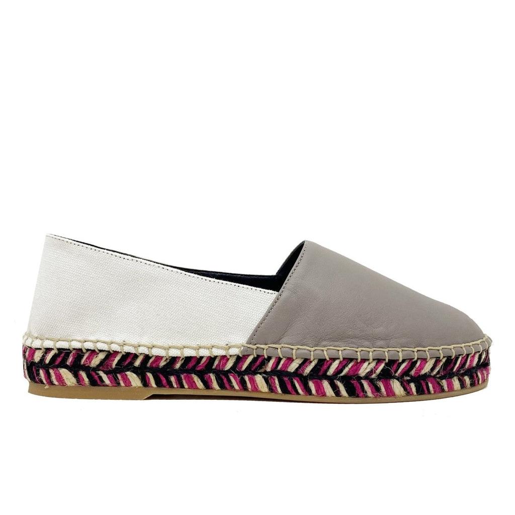 Off-White Leather Espadrilles With Canvas Detailing