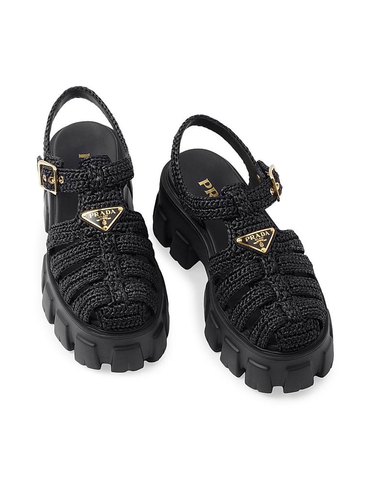 ★PRADA★Monolith crochet cage sandals★ Prada Monolith Crochet Cage Sandals | Saks Fifth Avenue