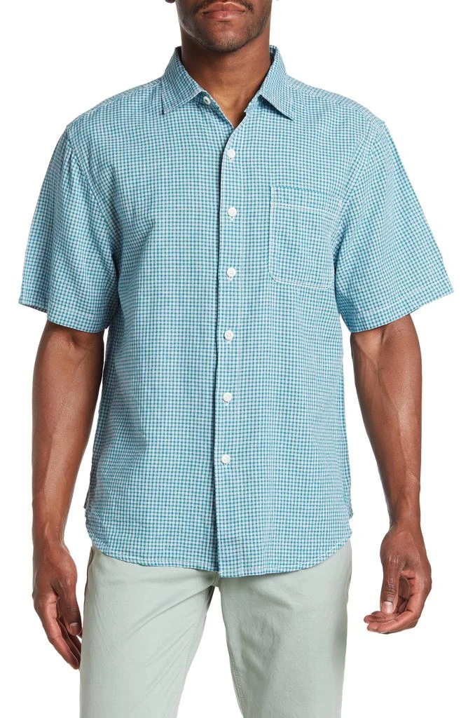Tommy Bahama Gingham Grove Short Sleeve Linen & Cotton Shirt 1