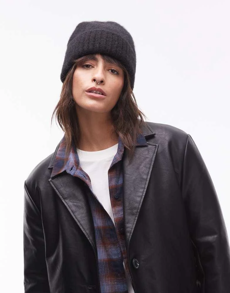 Topshop Topshop Harvey Premium alpaca mix beanie in black 2