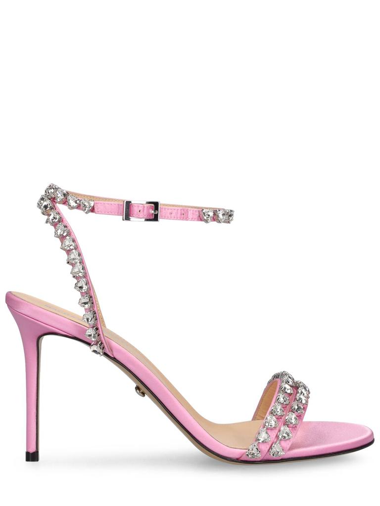 サンダル・ミュール MACH & MACH SIRENE SATIN ROUND TOE PEARL SANDALS Sirene - Women's White Satin Mules with Pearls with Open Toe