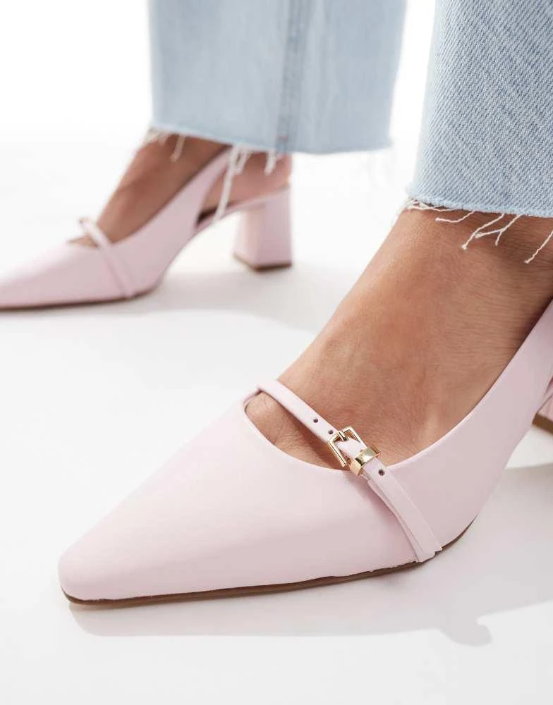 ALDO ALDO Skepper slingback block heeled shoes in light pink leather 2