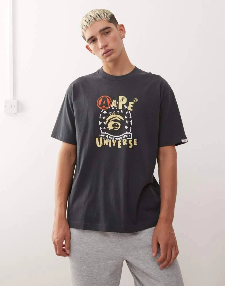 AAPE Aape by A Bathing Ape boxy t-shirt in black with front logo print 1