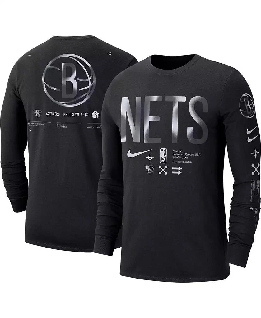 NIKE Men's Black Brooklyn Nets Essential Air Traffic Control Long Sleeve T-shirt 1