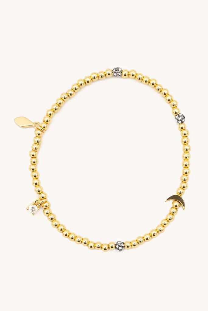 Rebecca Minkoff Metal Bead Stretch Bracelet With Crescent Moon 1