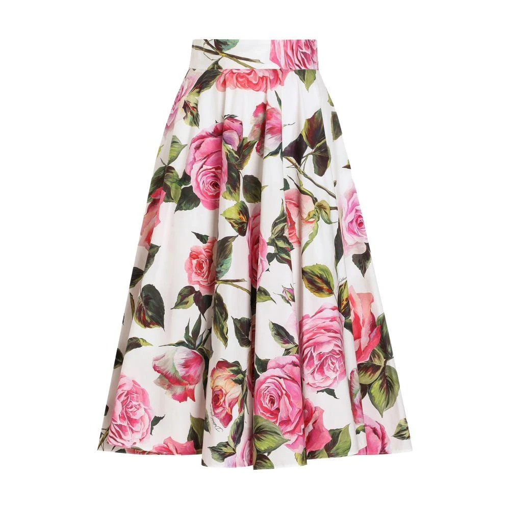 Dolce & Gabbana Rose-print cotton circle skirt 8