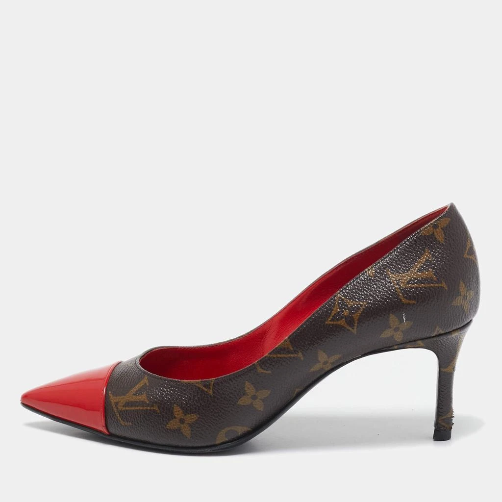 Louis Vuitton Louis Vuitton Red Patent Leather and Monogram Canvas Cherie Pumps Size 38 1
