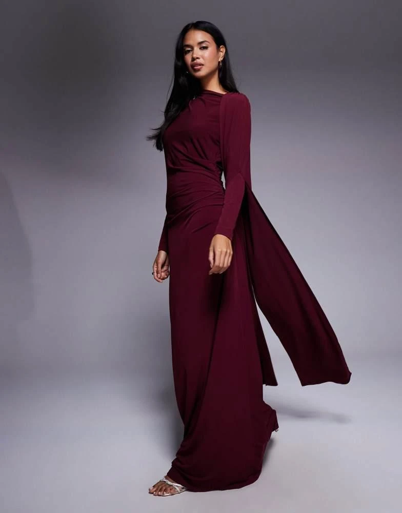 strapless open back dress Daisie Chiffon Mini Dress / Wine | Meshki main image 1