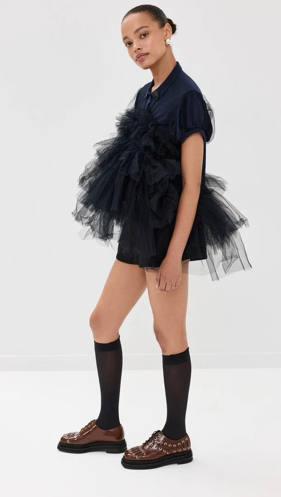 Simone Rocha Puff Sleeve Tulle Frill Polo Shirt 3