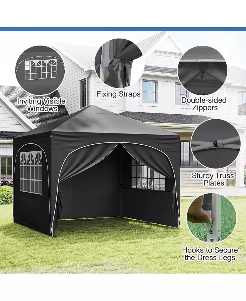 Mecale 10 X 10 FT Pop up Canopy Tent with 4 Removable Sidewall 7
