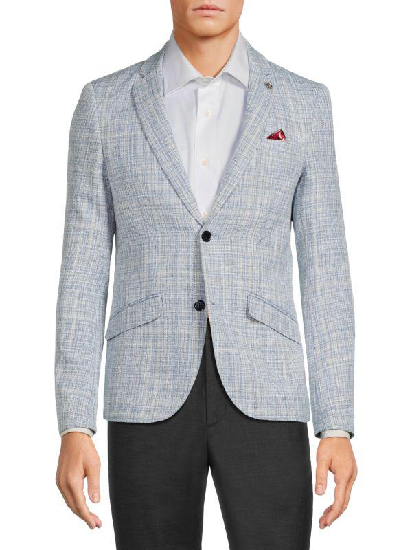 Elie Balleh Textured Single Breasted Slim-Fit Blazer