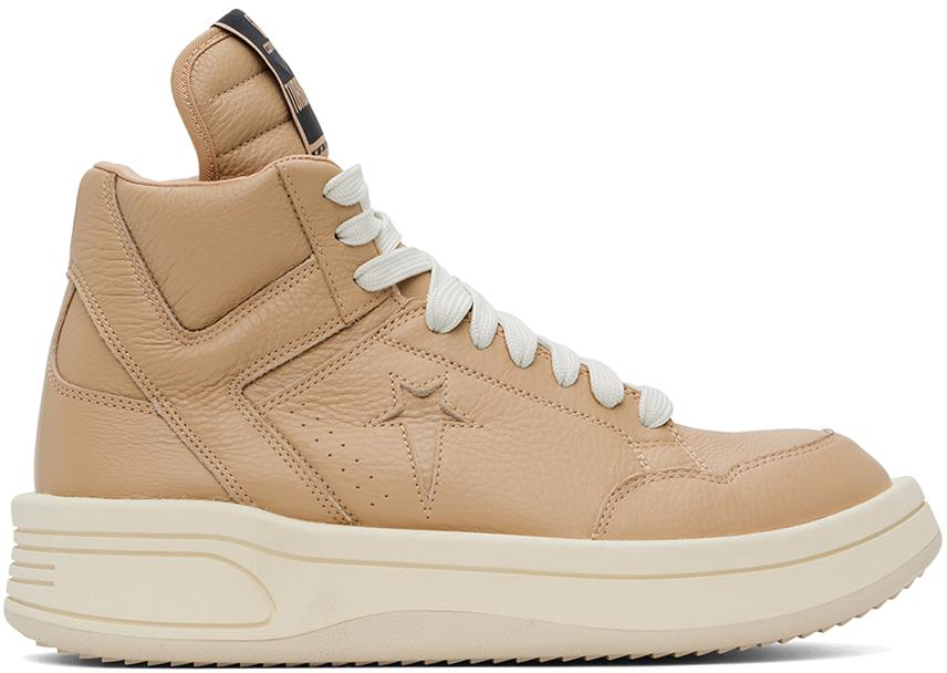 Rick Owens Tan Converse Edition TURBOWPN Mid Sneakers