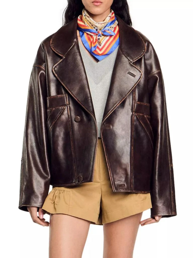 Sandro Oversized Leather Jacket 4