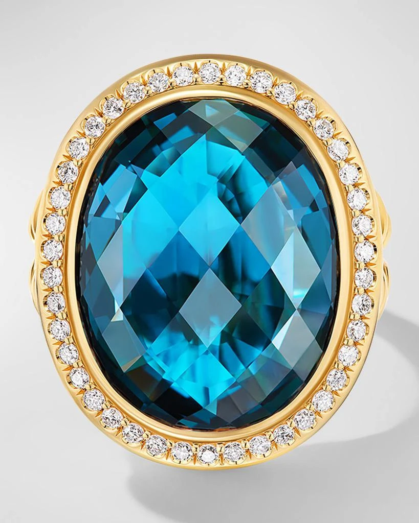 David Yurman Oval Ring with Gemstone and Diamonds in 18K Gold, 30x22mm 3