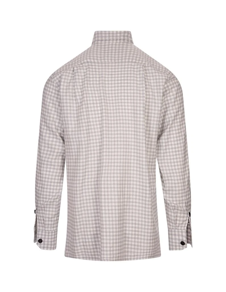 Kiton White Shirt With Grey Check Pattern 2