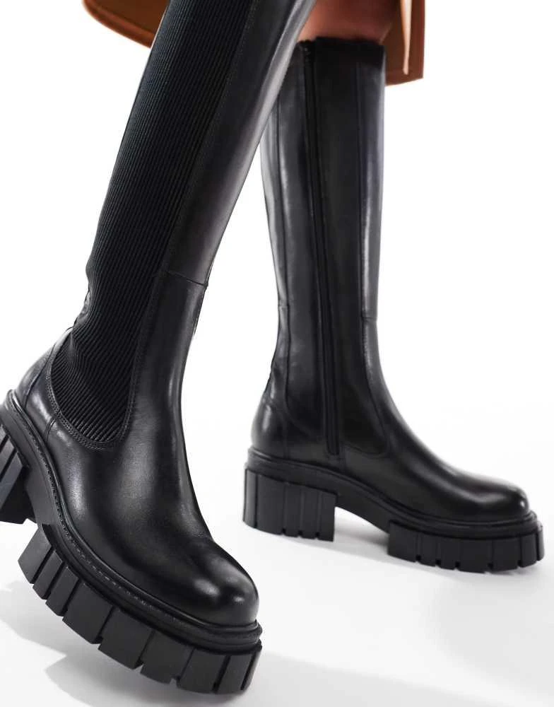 Off The Hook OFF THE HOOK 'BRENTWOOD' Stylish High-Knee Leather Boots in Black 4