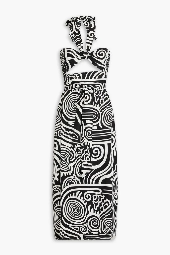 Mara Hoffman Paula two-tone printed TENCEL™ and linen-blend midi wrap dress 1