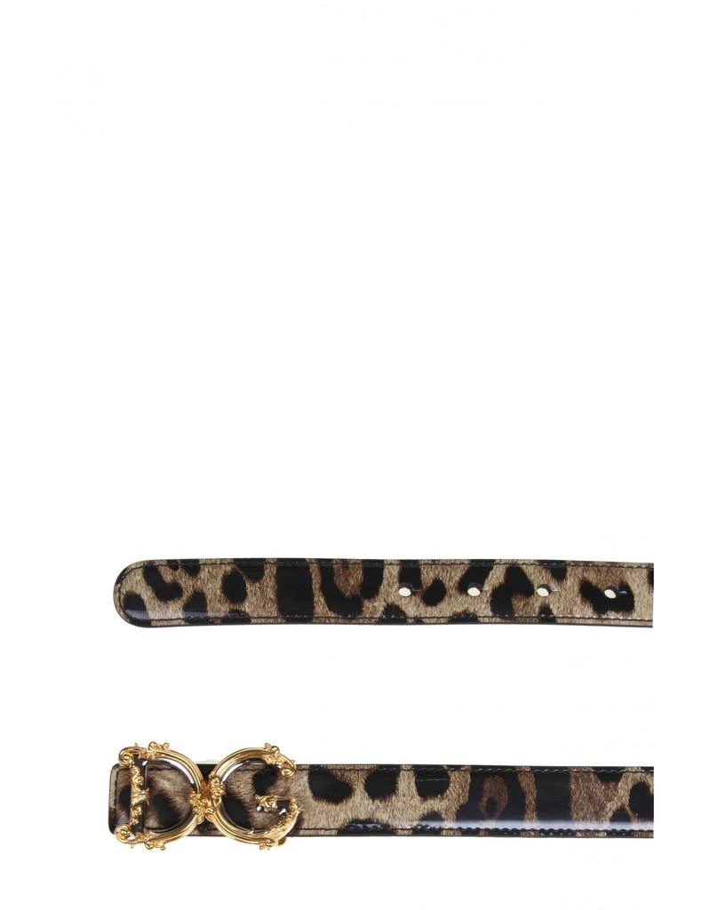Authentic Dolce & Gabbana leopard print belt Leopard-print glossy calfskin belt with DG logo in Animal  main image 3