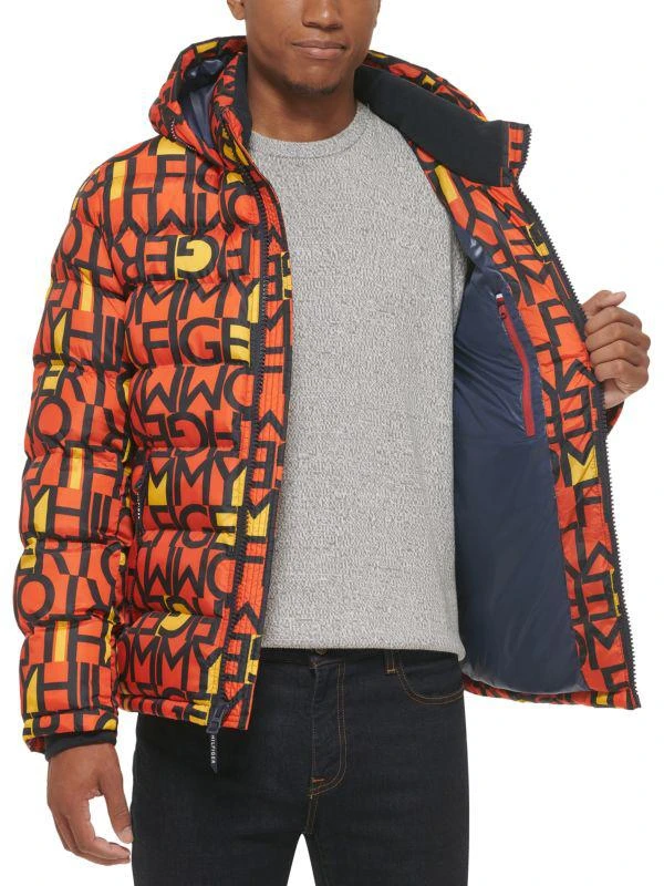 Tommy Hilfiger Typographic Print Hooded Puffer Jacket 4