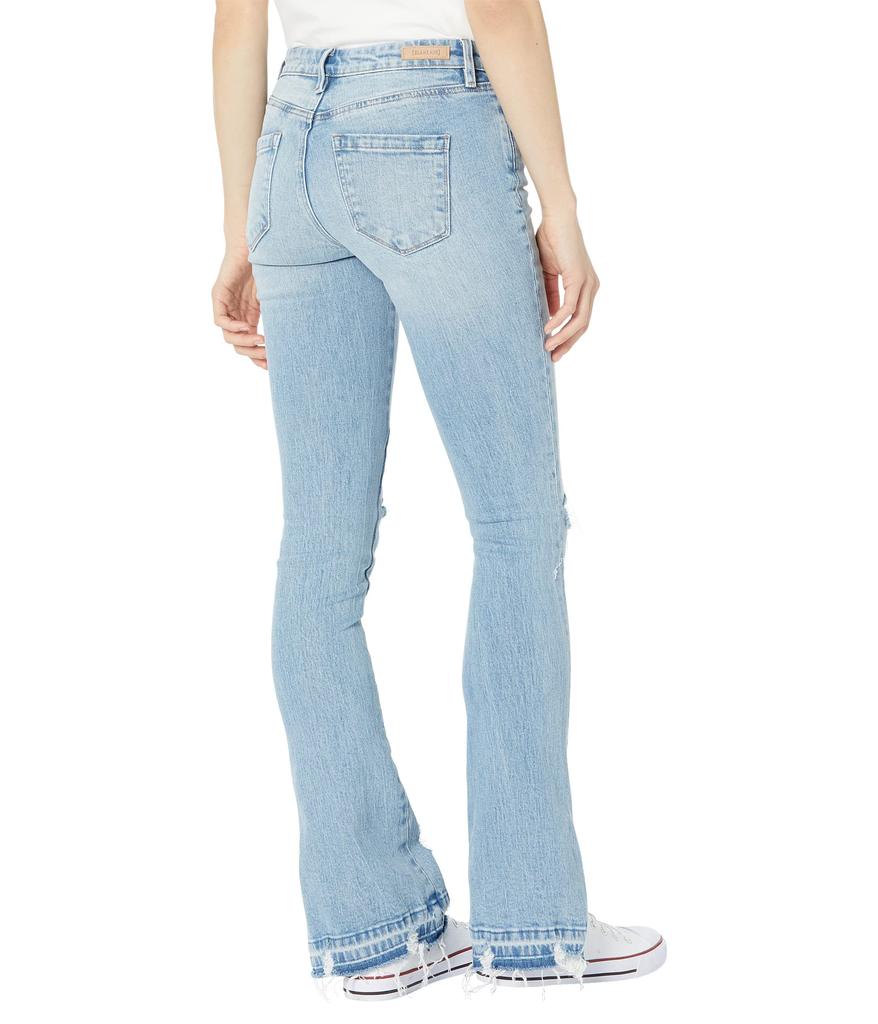 Blank NYC Hoyt Mini Boot Denim Jeans with Ripped Knees and Side Slit Released Hem in Blue