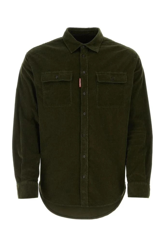 DSQUARED2 Bottle Green Stretch Corduroy Shirt 1